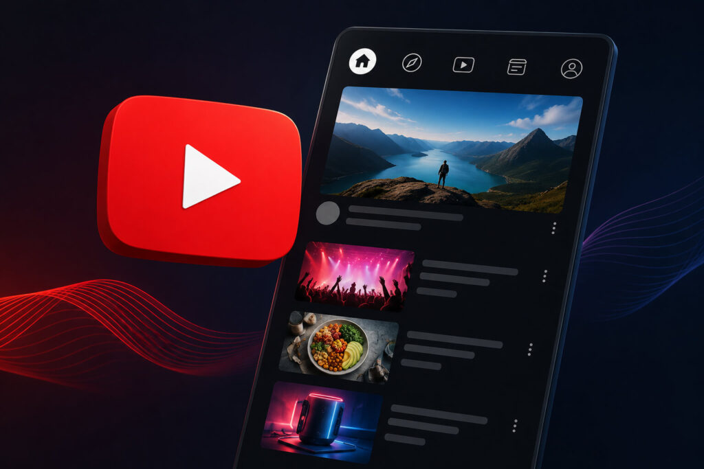 YouTube updated feed navigation