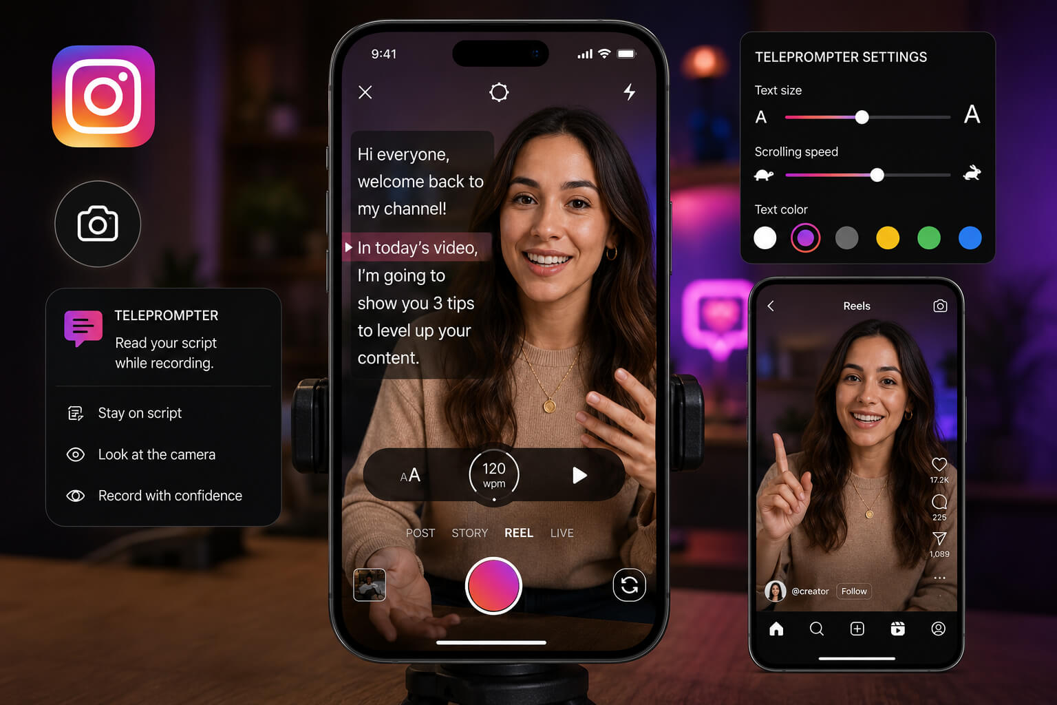 Instagram teleprompter tool