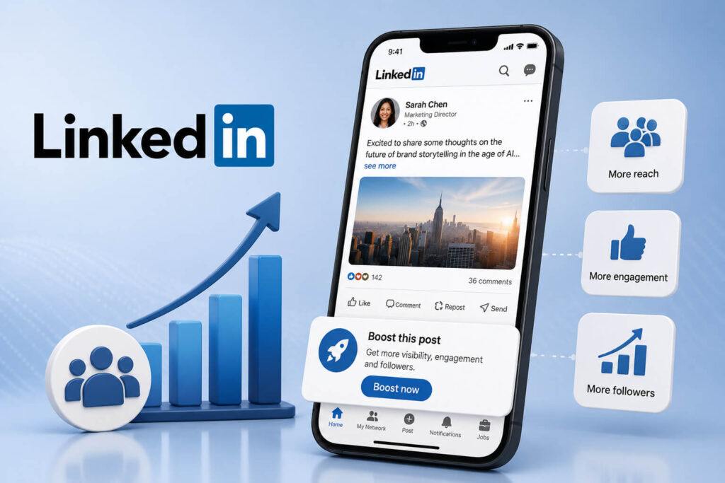LinkedIn mobile post boosting