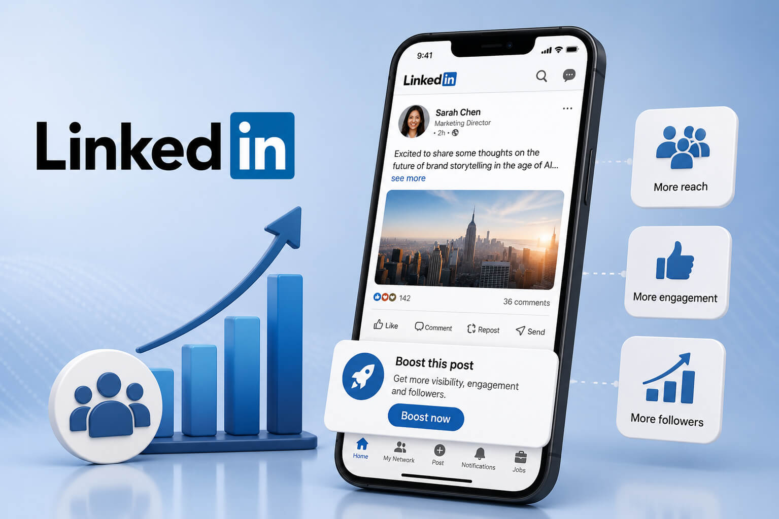 LinkedIn mobile post boosting