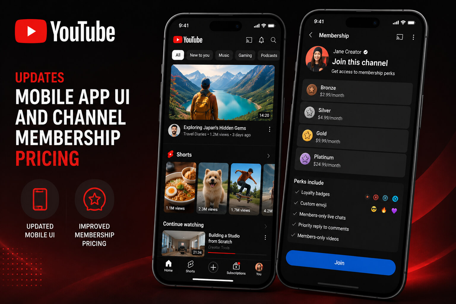 YouTube mobile UI update