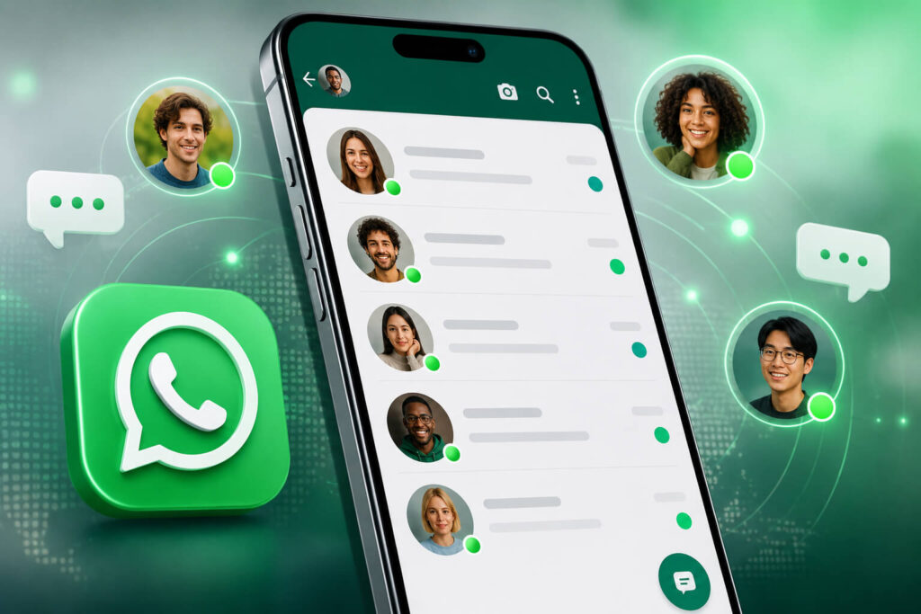 WhatsApp green dot status indicators