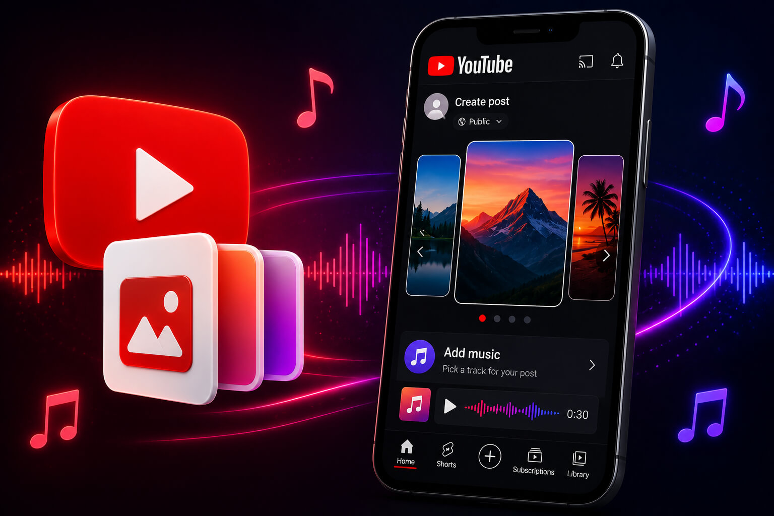 YouTube carousel posts music